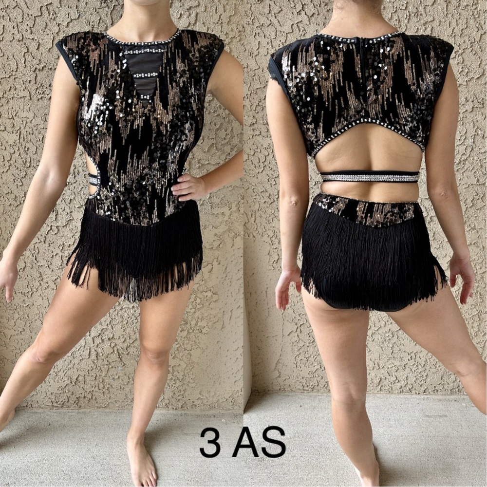 Black/gold fringe costume